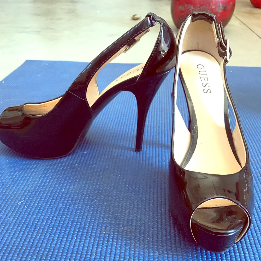 Guess, SZ 8, black, sling back, peep toe